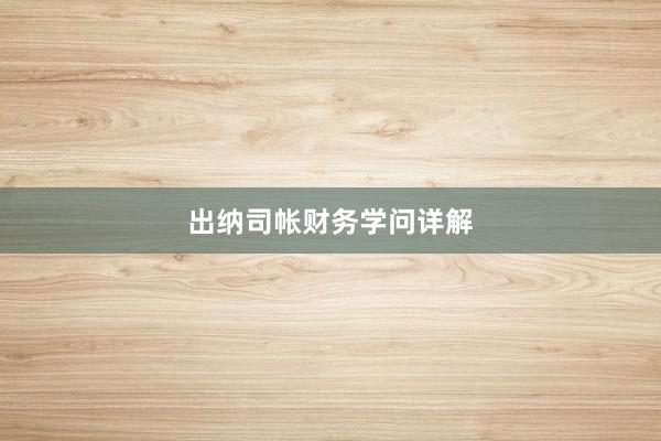 出纳司帐财务学问详解